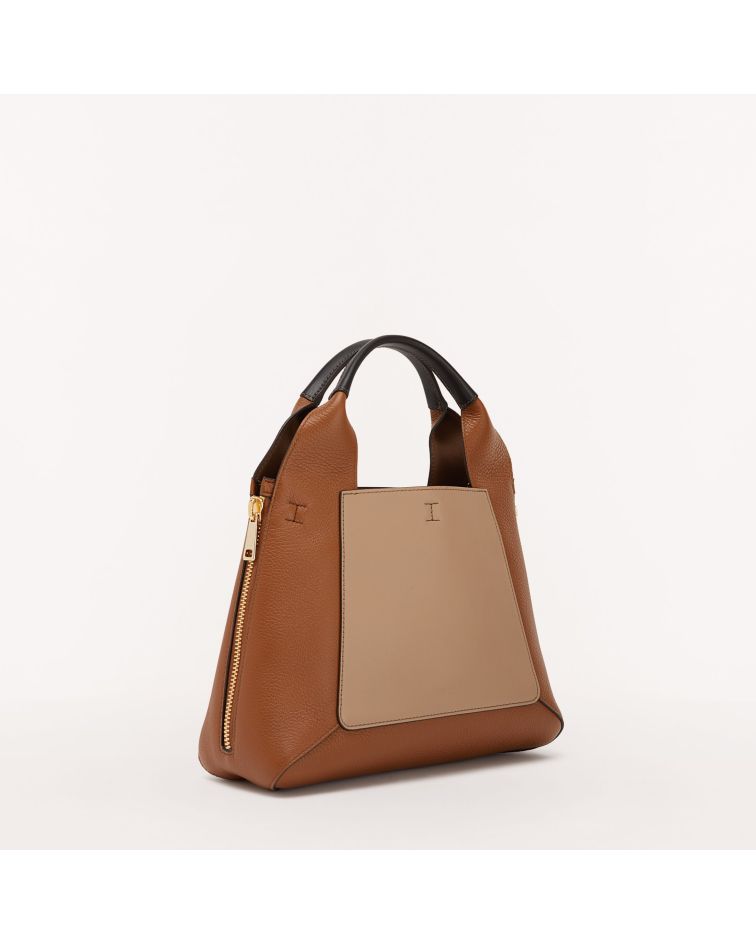 Furla Gilda M Tote Greige+Cognac H+Nero