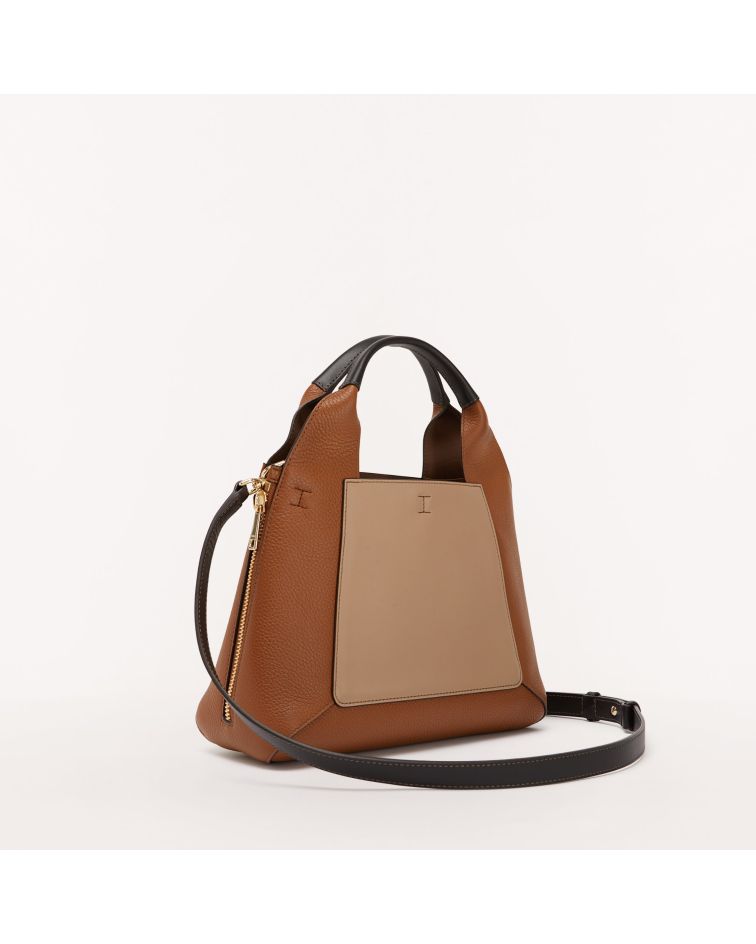 Furla Gilda M Tote Greige+Cognac H+Nero