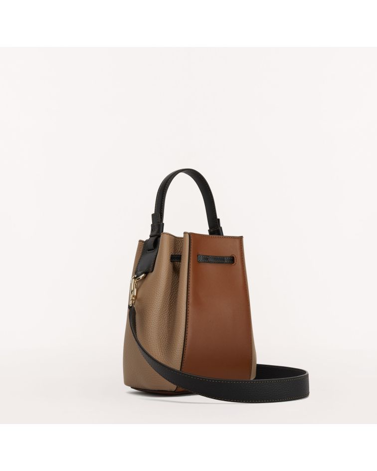 Furla Miastella Mini Bucket Ba Greige+Cognac H+Nero